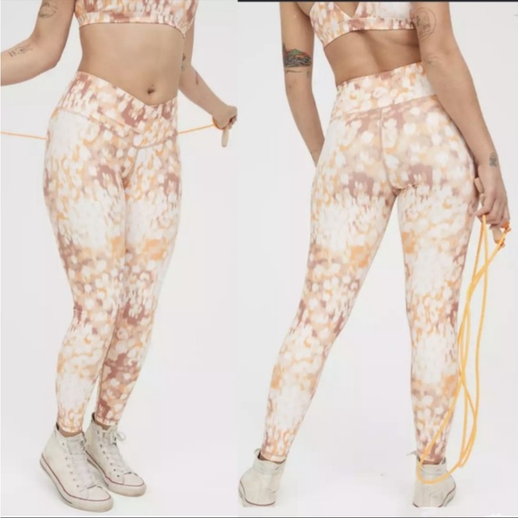 Aerie Offline Workout Leggings - Orange Cream Print - Women’s Legging - Spandex - Picture 5 of 6